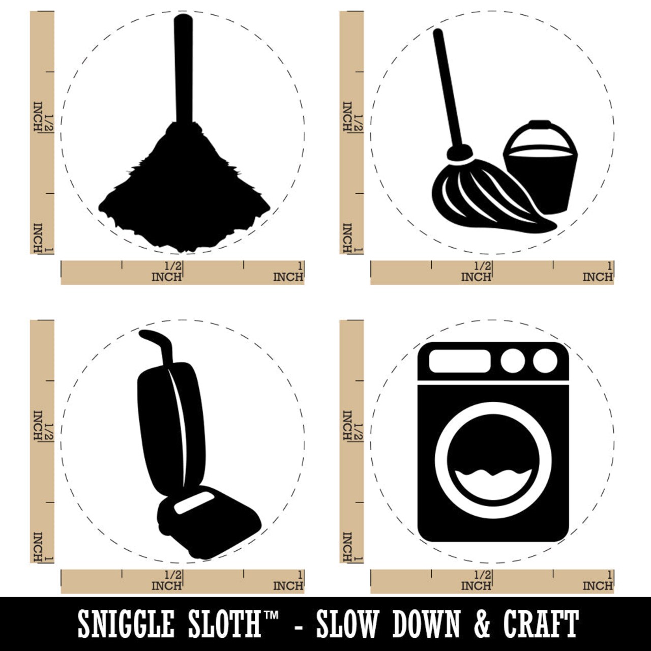 Household Cleaning Chores Laundry Mop Dust Vacuum Rubber Stamp Set for Stamping Crafting Planners